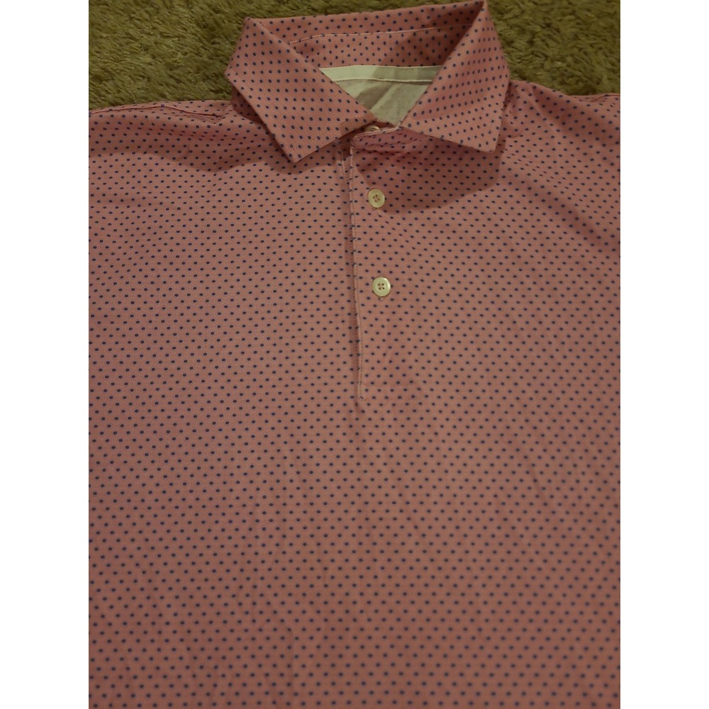 Marbas Polo Shirt Mens Large golf Pink Polka-dot, Made In Italy